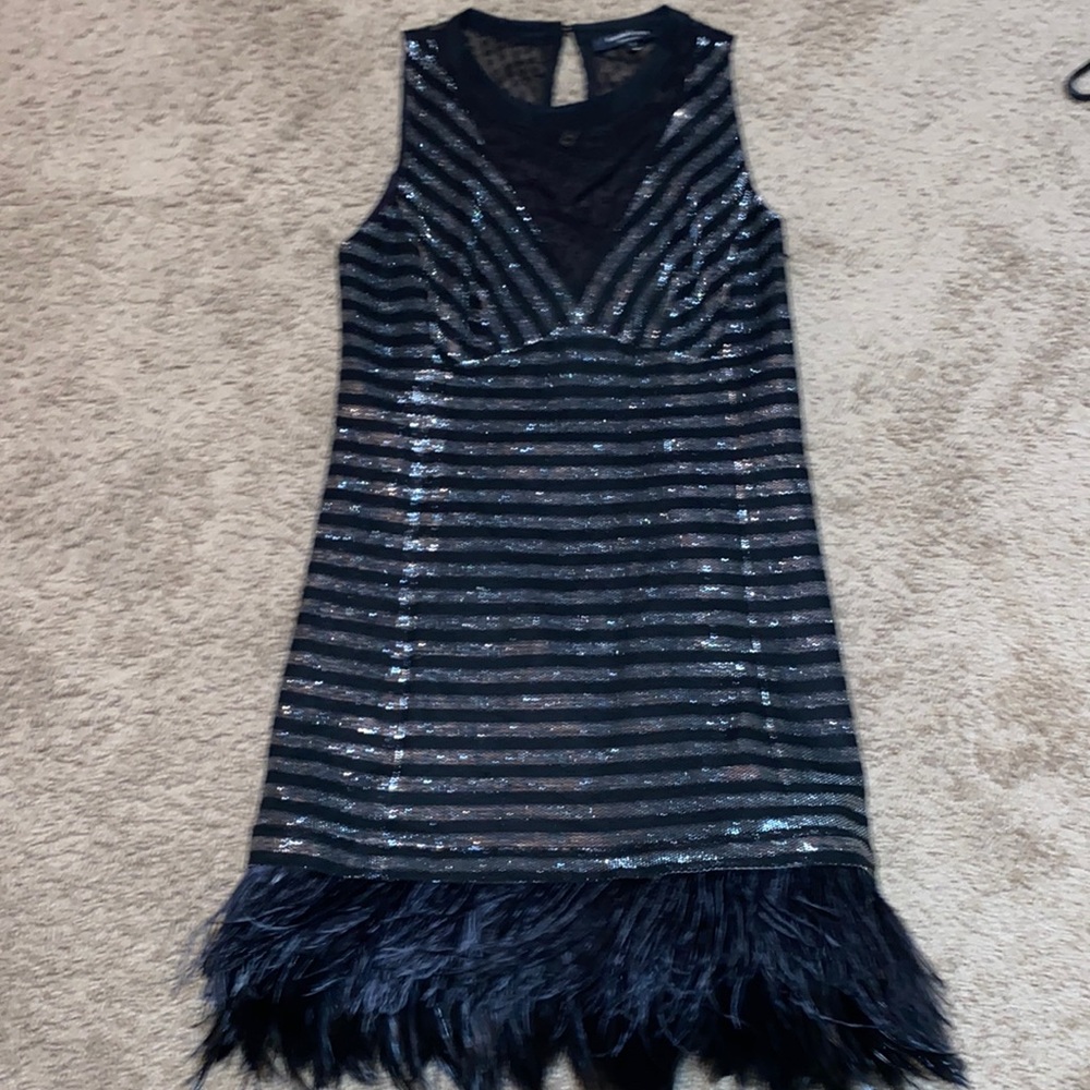 Nanette Lepore cocktail dress with feathers and sequins (size 2)